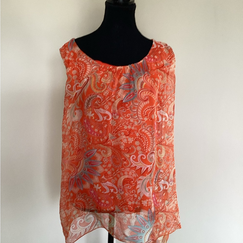 Beyond Capri Chic Orange Paisley Women's Top